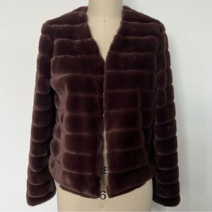 Allegra K Winter Warm Cropped Collarless Faux Fur Coat